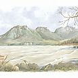 Collection "Annecy, ville et lac..." Coup de vent sur le lac d'Annecy - Aquarelle 56x71 - 420 €