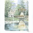 Collection "Annecy, ville et lac..." Fontaine du jardin de l'Europe - Aquarelle 40x50 - 280 €