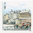 Collection "Chambéry" La  place de l'Hôtel de ville- Aquarelle - VENDU